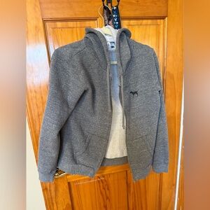 Women’s Victoria Secret PINK Grey Logo Zip Up Size Small